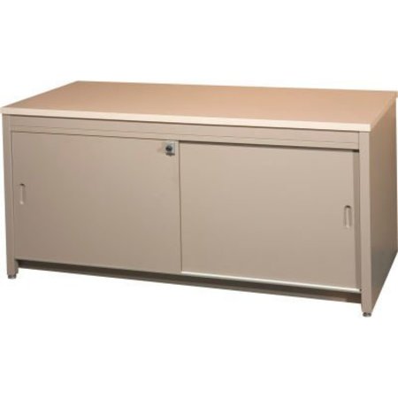 DATUM FILING SYSTEMS 36"W Console Table w/ Doors, Desert Dusk Laminate Top Medium Gray Finish CTA36SSD-L95-T23